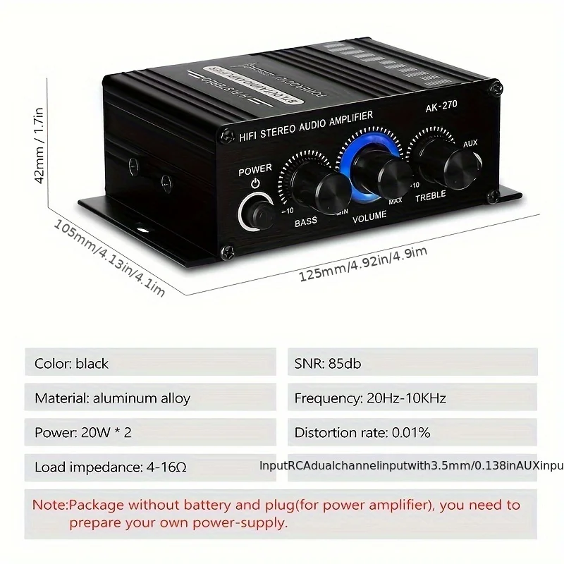 AK-270 HiFi Stereo Amplifier 4 - Home Cinema Audio System のレビューと価格