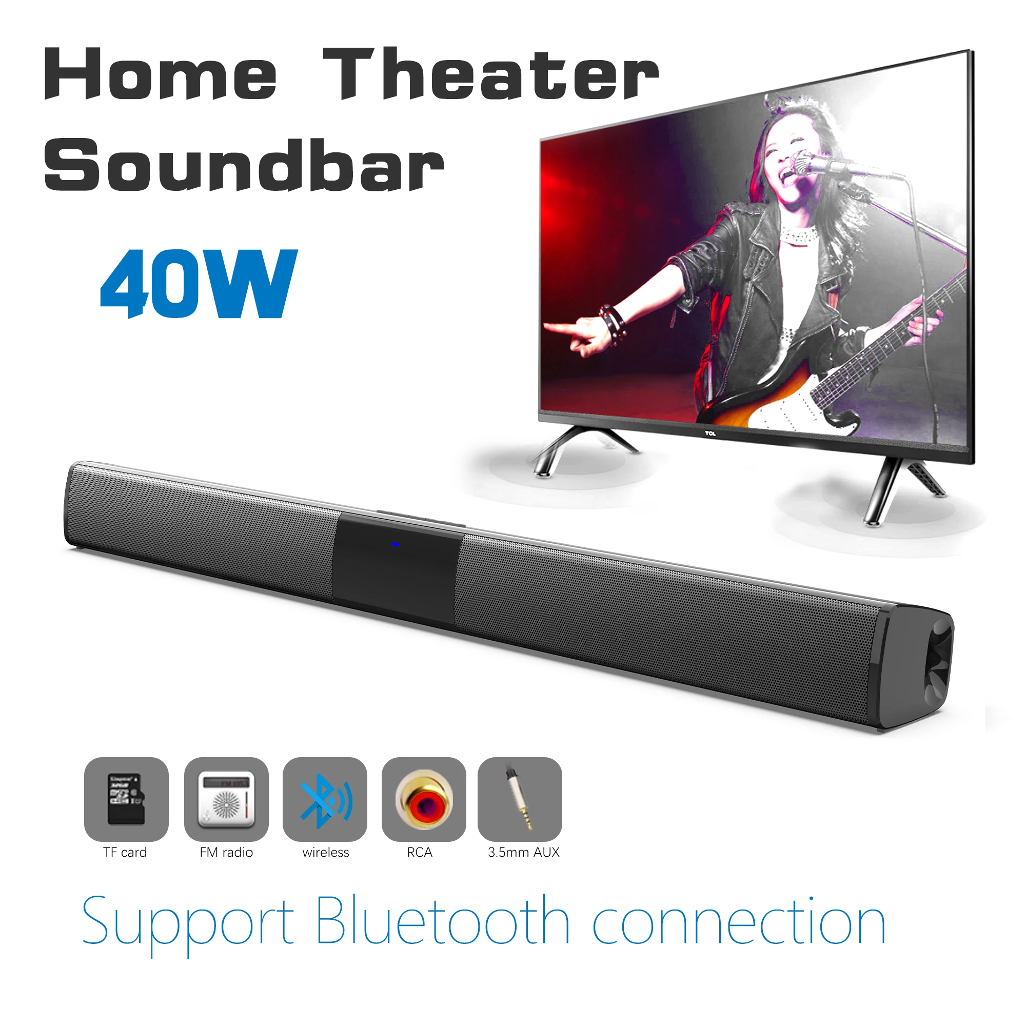 40W High Power Soundbar for TV - Home Cinema Audio System のレビューと価格