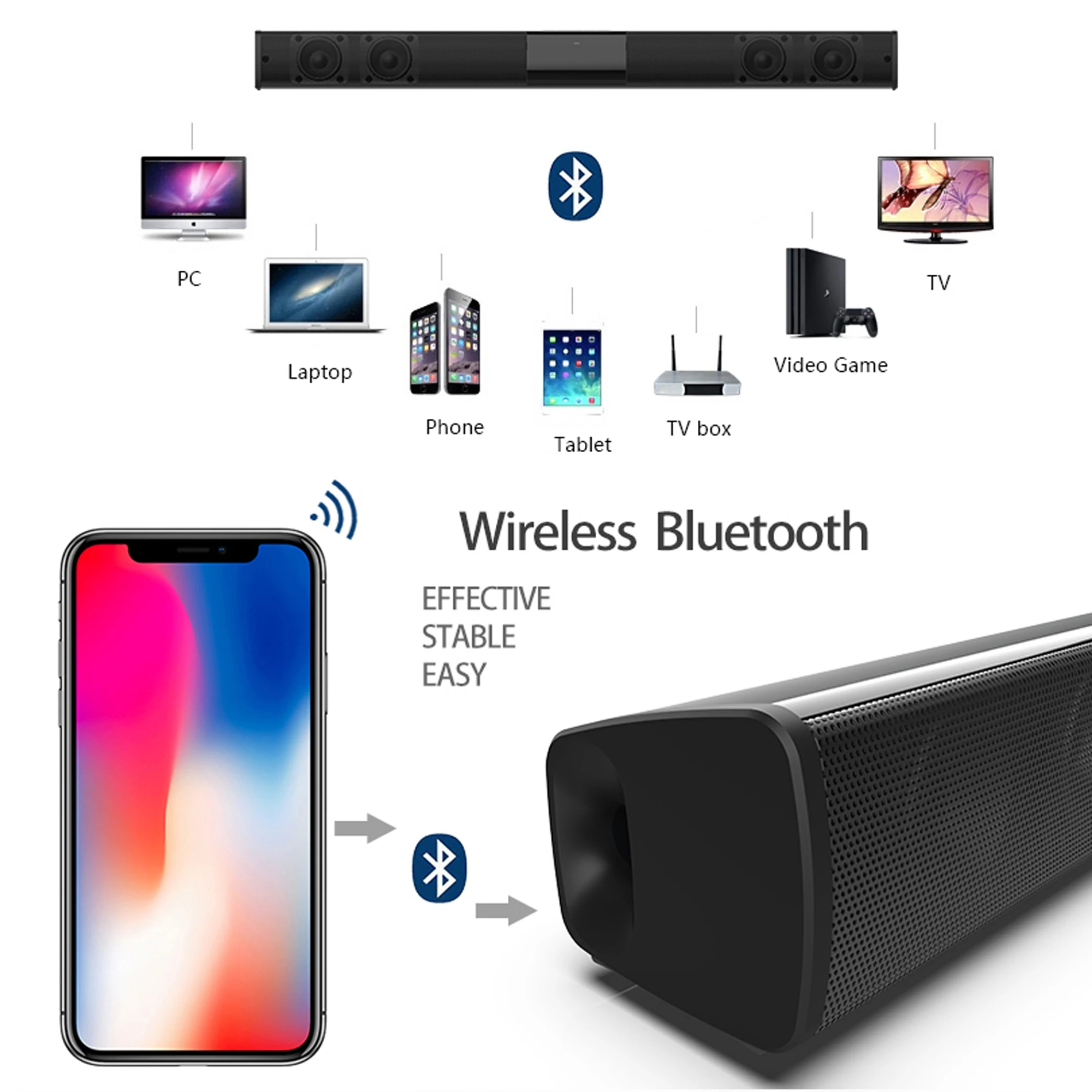 40W High Power Soundbar for TV - Home Cinema Audio System のレビューと価格