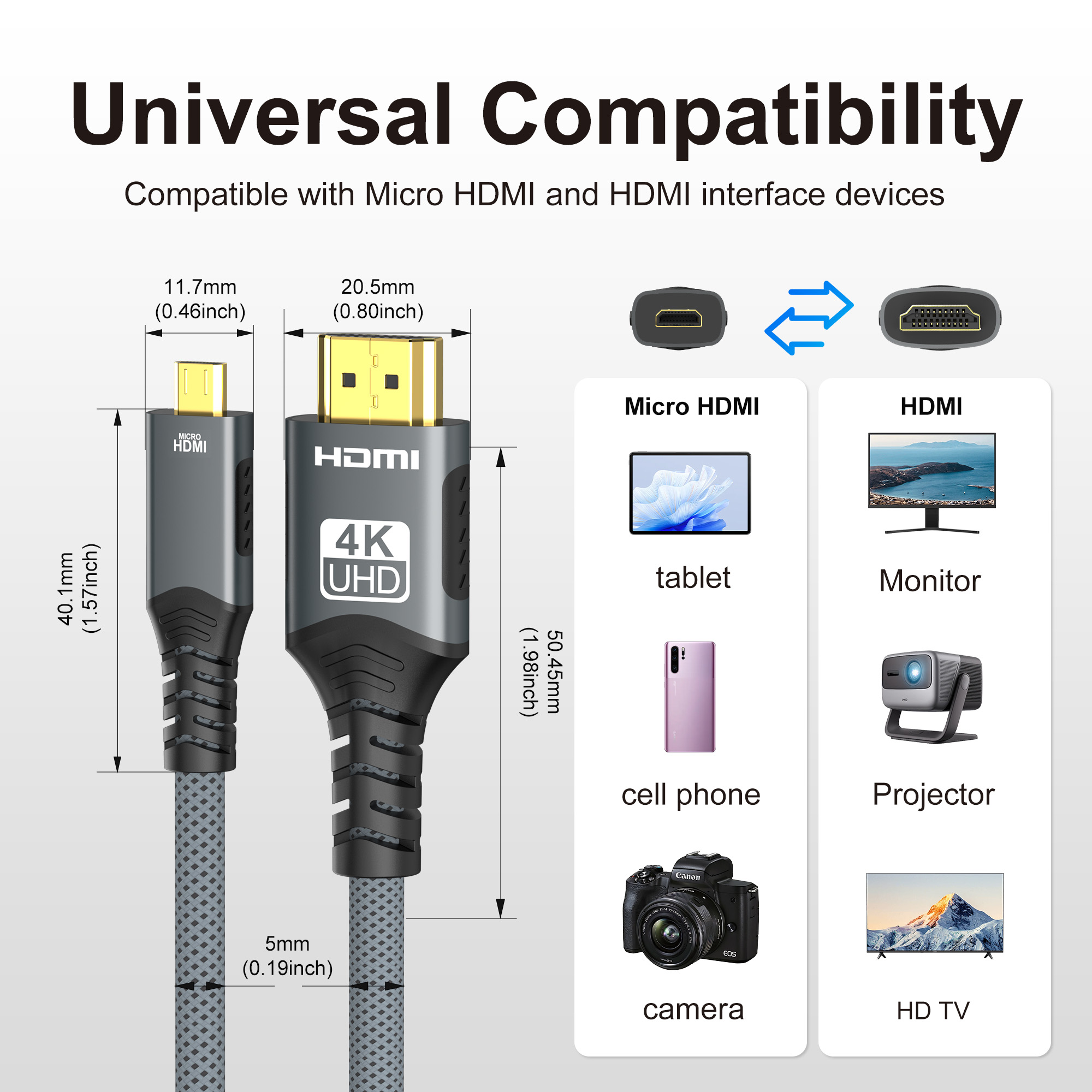 4K Micro HDMI-Compatible to HD - Hdmi Arc Cable のレビューと価格