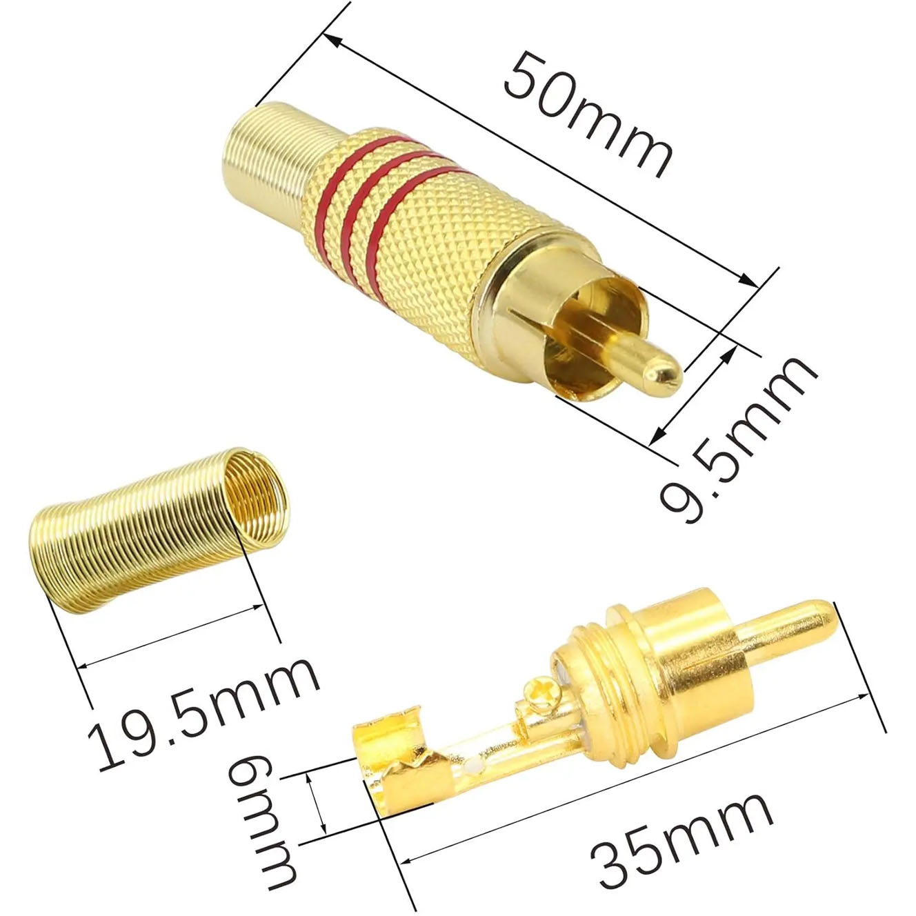 4PCS RCA Plug Gold Plated Sold - Home Cinema Audio System のレビューと価格