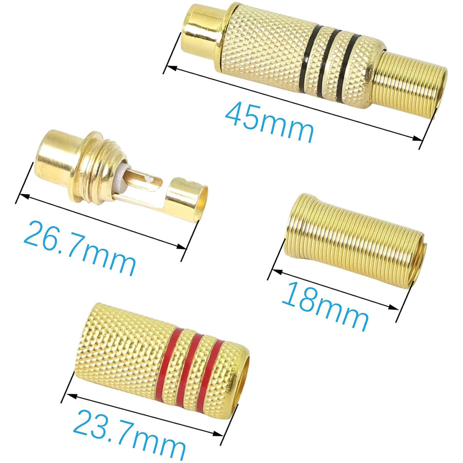 4PCS RCA Plug Gold Plated Sold - Home Cinema Audio System のレビューと価格
