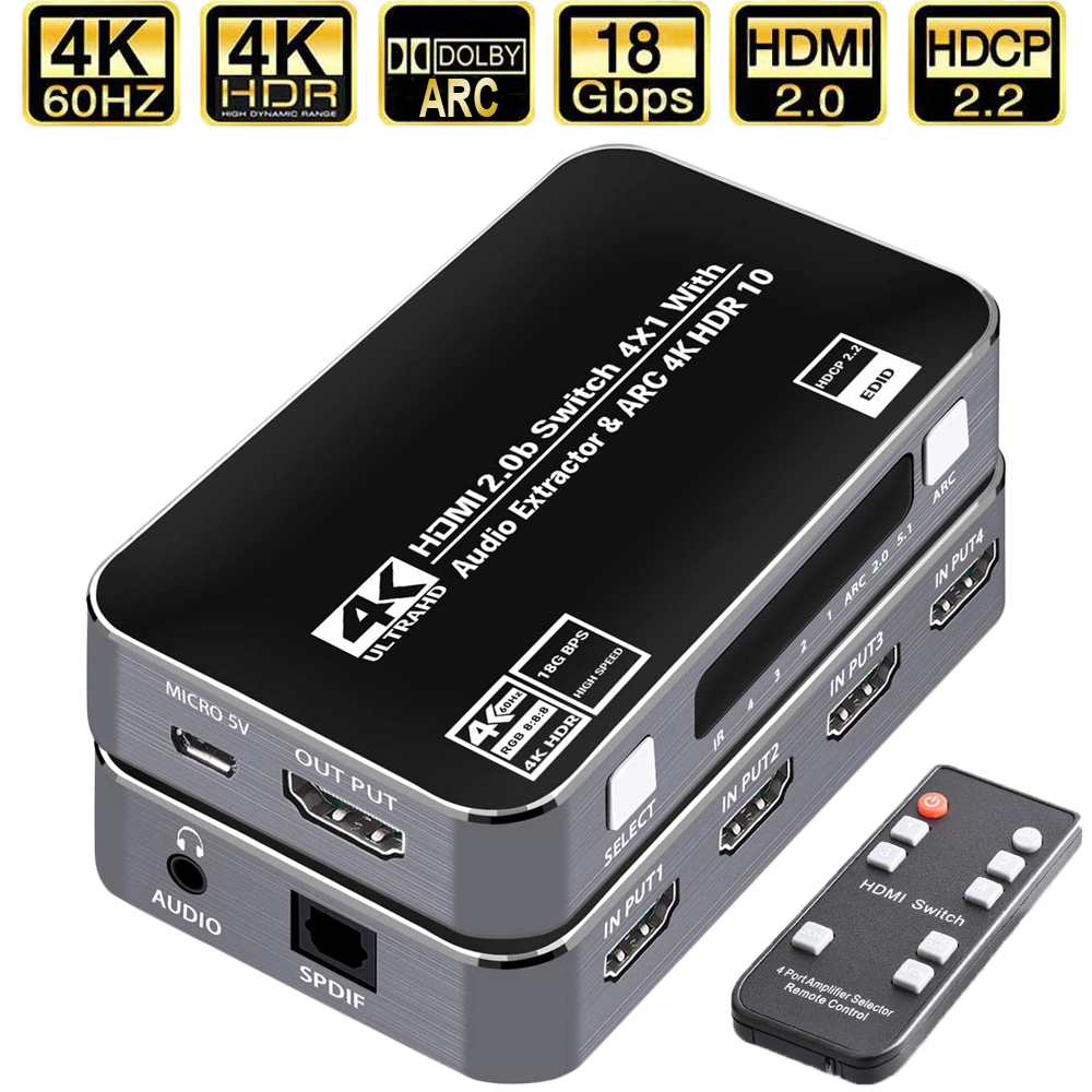 60Hz 4K HDMI Switch HDR HDMI A - Hdmi Arc Cable のレビューと価格